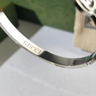 Gucci Interlocking G Web Stripe Crystal Cuff Bracelet