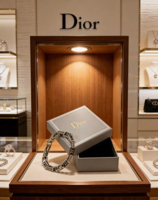 Dior Roman Letter Engraved Link Bracelet