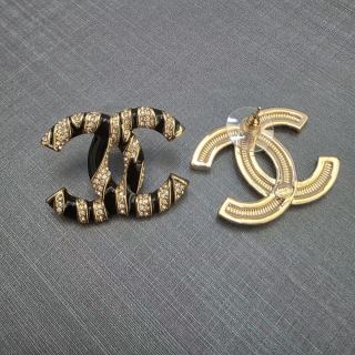 Chanel Two-Tone Signature CC Stud Earrings