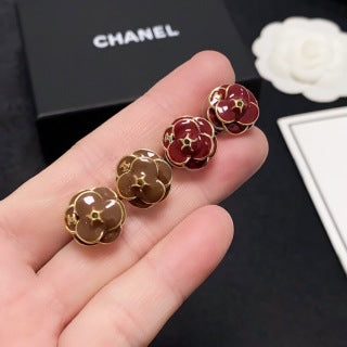 CHANEL Camellia Petal Bloom Stud Earrings
