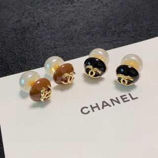 CHANEL Pearl Orbit CC Stud Earrings