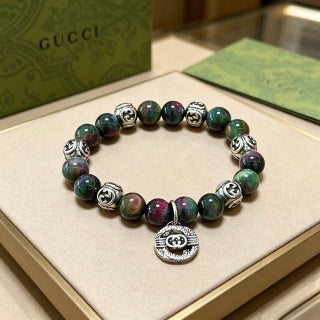 Gucci Interlocking G Gemstone Bead Medallion Bracelet
