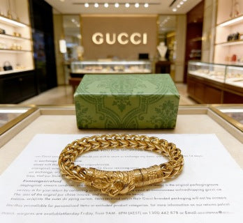 Gucci Interlocking G Lion Head Chain Link Bracelet