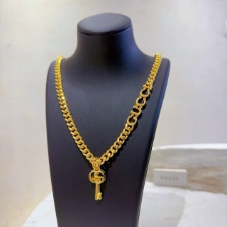 Gucci Interlocking G Double Chain Key Pendant Necklace