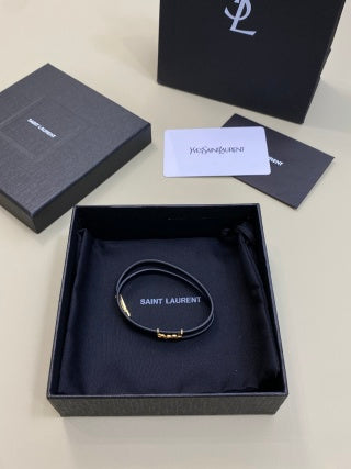 YSL Cassandre Leather Wrap Bracelet