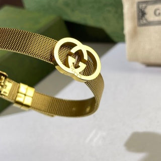 Gucci Interlocking G Mesh Texture Cuff Bracelet