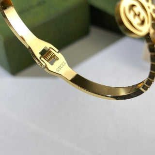 Gucci Triple Interlocking G Medallion Textured Cuff Bracelet