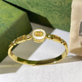 Gucci Round Interlocking G Crystal Bezel Charm Cuff Bracelet