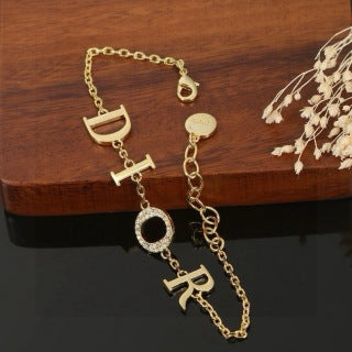 Dior Liora CD Letter Crystal Link Necklace