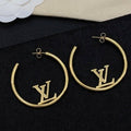 Louis Vuitton Open Hoop Monogram Drop Earrings