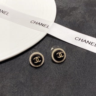 Chanel Vintage Crystal Halo CC Earrings