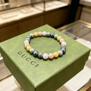 Gucci Multicolor Pearl Bead Interlocking G Bracelet