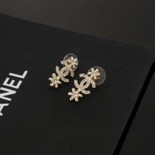 Chanel Crystal CC Floral Drop Earrings – Elegant Luxury Fashion Jewelry