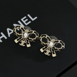 Chanel Crystal Bow Charm Earrings – Elegant Luxury Fashion Jewelry