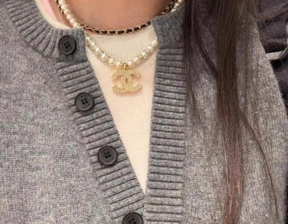 Chanel Layered Pearl Crystal CC Necklace – Elegant Luxury Fashion Jewelry