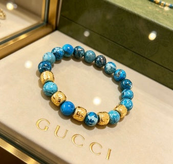 Gucci Azure Stone Beaded GG Bracelet