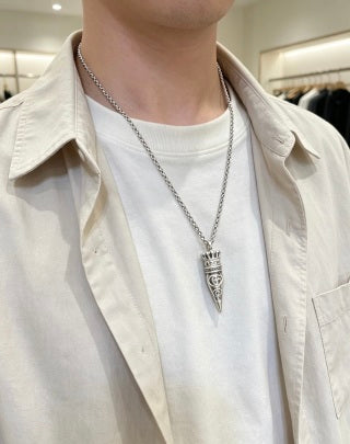 Gucci Engraved GG Spike Pendant Necklace