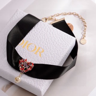 Dior Liora Velvet Pearl Choker Necklace