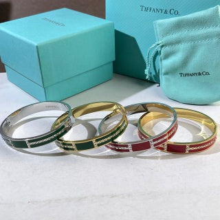 Tiffany T Enamel Diamond Hinged Bangle – Colorful Luxury Bracelet