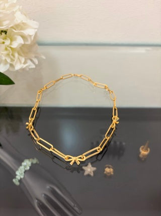 Dior Ribbon Bow Link Necklace