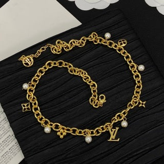 Louis Vuitton Pearl Monogram Chain Statement Necklace