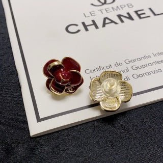 Chanel Enamel Blossom Stud Earrings