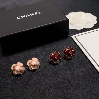 Chanel Enamel Blossom Stud Earrings