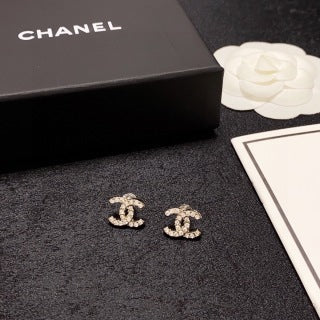 Chanel Pavé Signature CC Stud Earrings