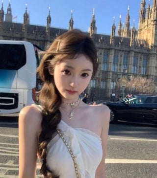 Chanel Pearl Bow Charm Necklace