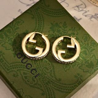 Gucci Interlocking G Crystal Hoop Earrings
