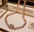 Bvlgari Rose Gold Diamond Link Necklace – Elegant Luxury Jewelry