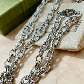 Gucci Interlocking Link Silver Chain Necklace