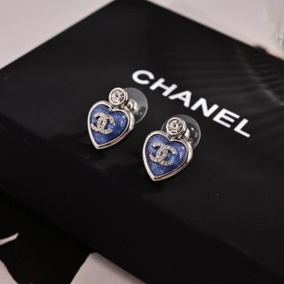Chanel Heart Enamel Charm Drop Earrings