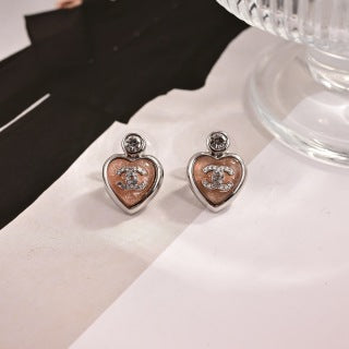 Chanel Heart Enamel Charm Drop Earrings