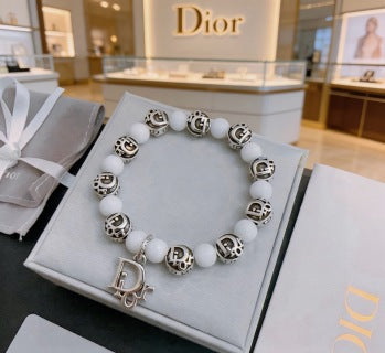 Dior Evelyne Pearl Bead CD Charm Bracelet