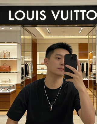 Louis Vuitton Silver Pearl Bead Pendant Necklace