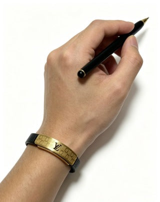 Louis Vuitton Monogram Engraved Leather Bracelet