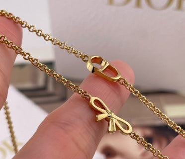 Dior Evelyne Double Chain CD Link Necklace