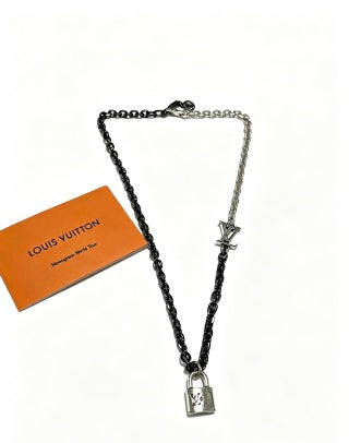 Louis Vuitton Monogram Lock Pendant Chain Necklace
