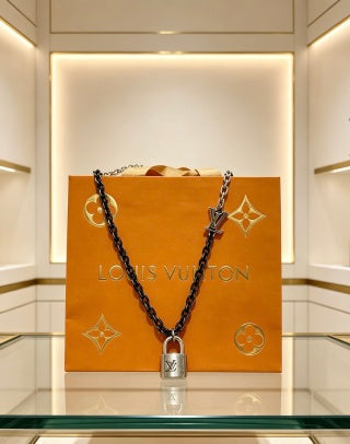 Louis Vuitton Monogram Lock Pendant Chain Necklace