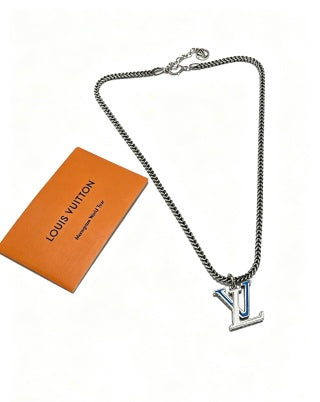 Louis Vuitton Monogram Initial Pendant Chain Necklace