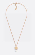 Dior Liora Crystal Medallion Pearl Drop Necklace