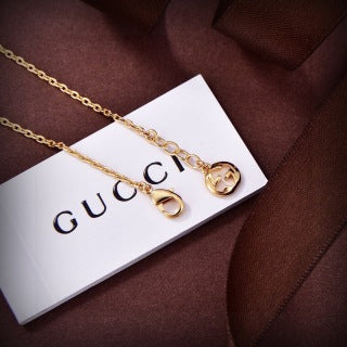 Gucci Logo Bar Pearl Accent Chain Necklace
