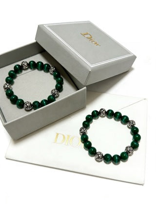 Dior Evelyne Emerald Green Bead Charm Bracelet