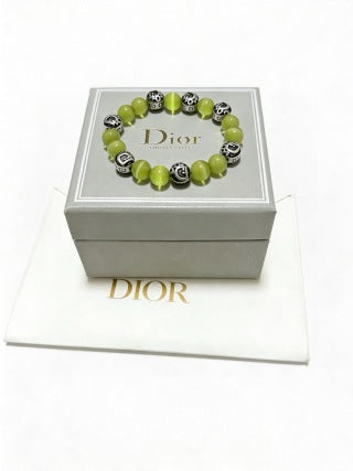 Dior Evelyne Green Jade Bead Charm Bracelet