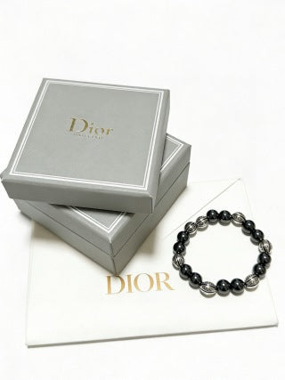 Dior Evelyne Obsidian Black Bead Charm Bracelet