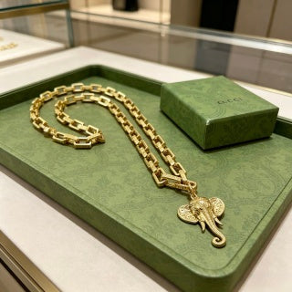 Gucci Horsebit Cross Pendant Chain Necklace