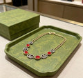 Gucci Interlocking G Red Enamel Charm Necklace