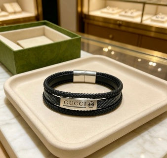 Gucci Interlocking G Leather Wrap Bracelet