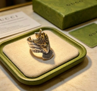Gucci Horsebit Engraved Two-Tone Statement Ring